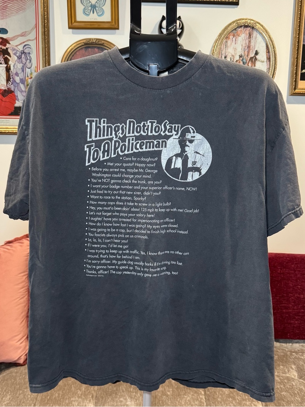 Vintage Things Not To Say To A Policeman Graphic Tee - Black